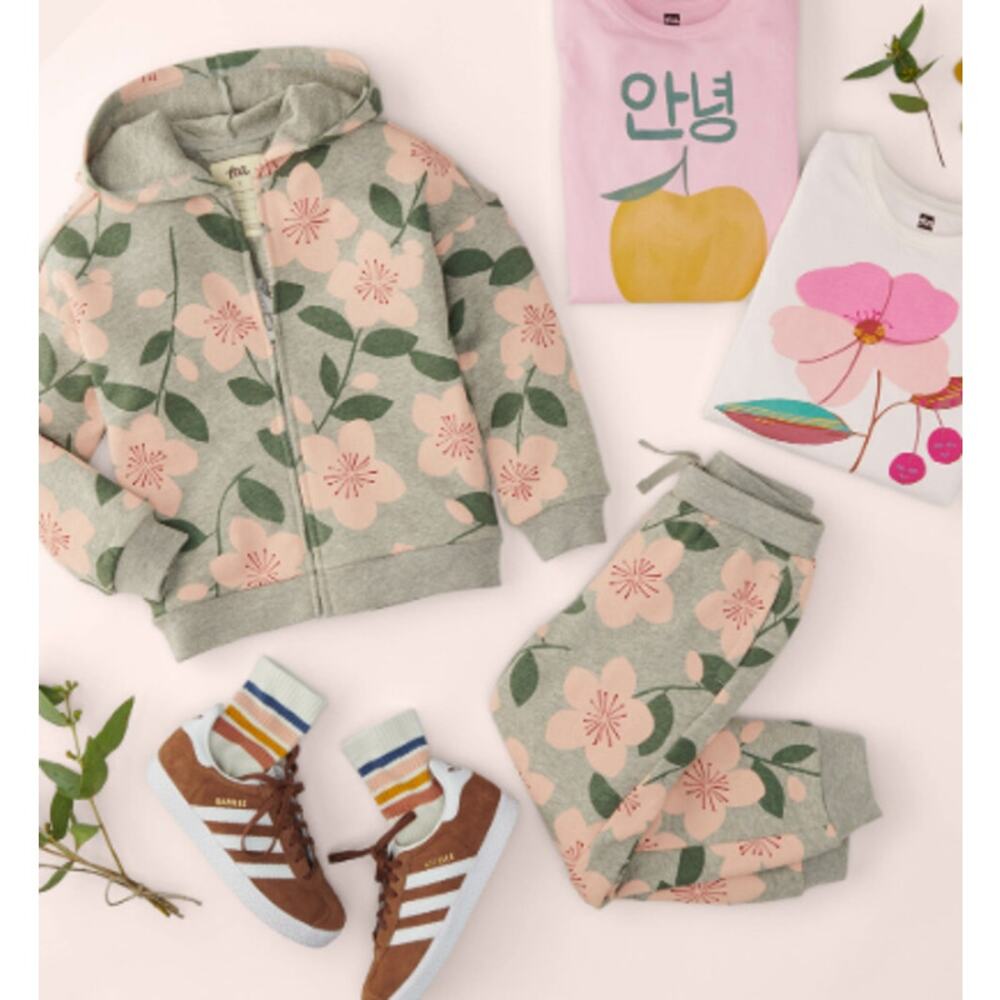 Tea Collection Going Places Joggers in Plum Blossom and Matching One-Piece - Picture 2 of 4